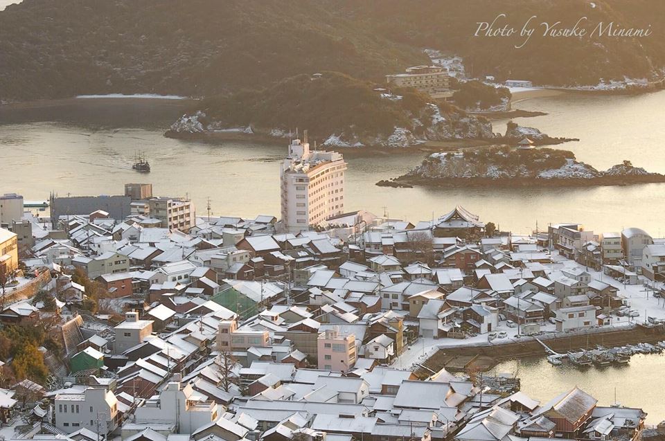 【福山市雪の風景】  鞆の浦、雪景色写真／広島県福山市