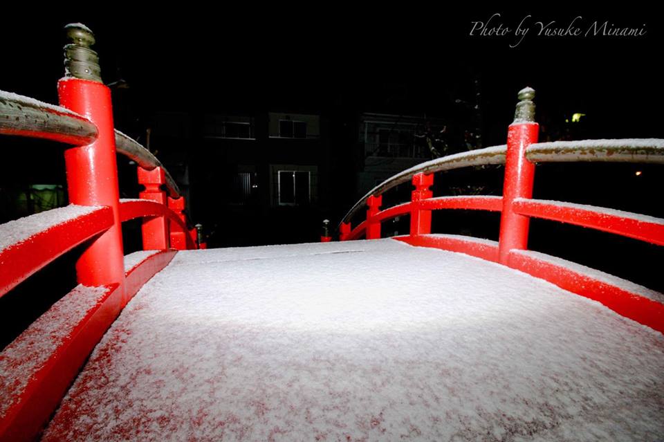 【願掛橋】雪積もる福山市の太鼓橋、2017年2度目の雪景色！！/広島県福山市